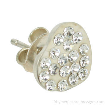 Stainless Steel Heart Shape Crystal Earring with Nickel and Lead-free, OEM Orders Welcomed